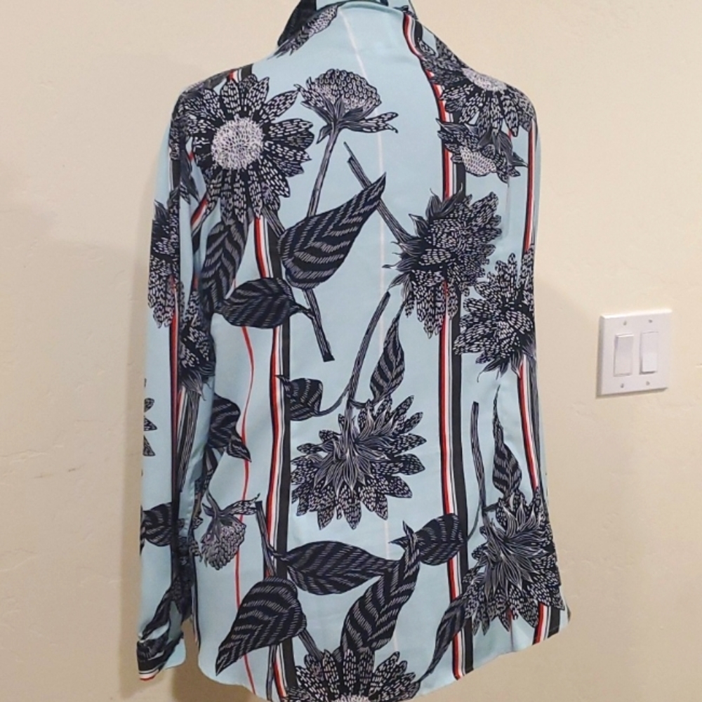 Beautiful bold sea green print shirt XL - Picture 3 of 5